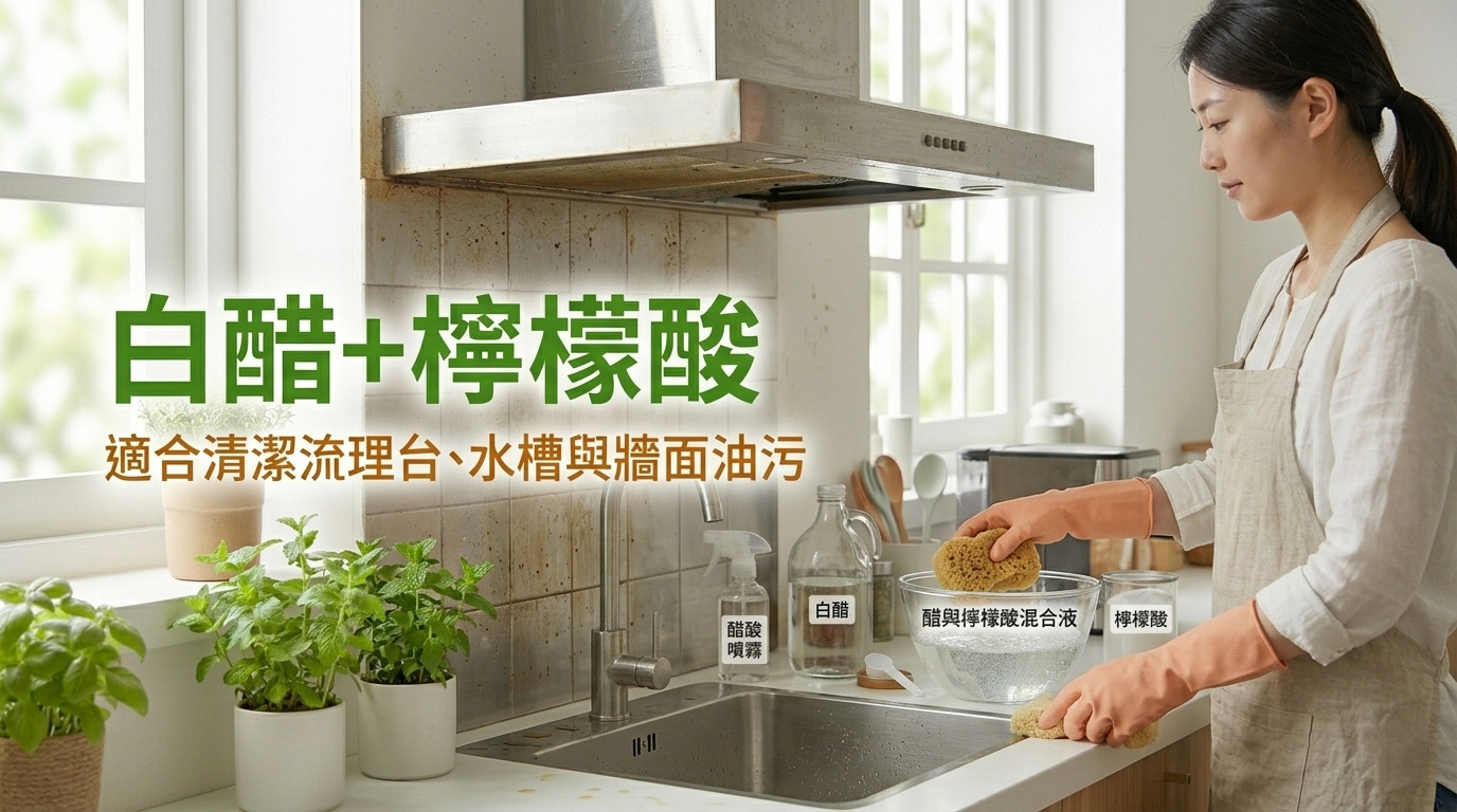 白醋+檸檬酸清潔示意圖