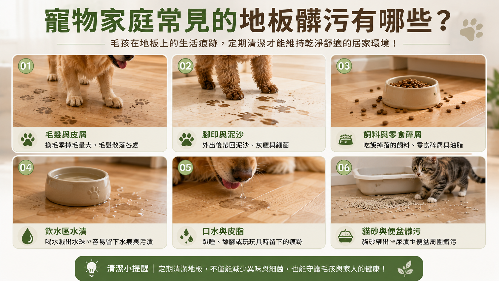 寵物家庭常見地板髒污