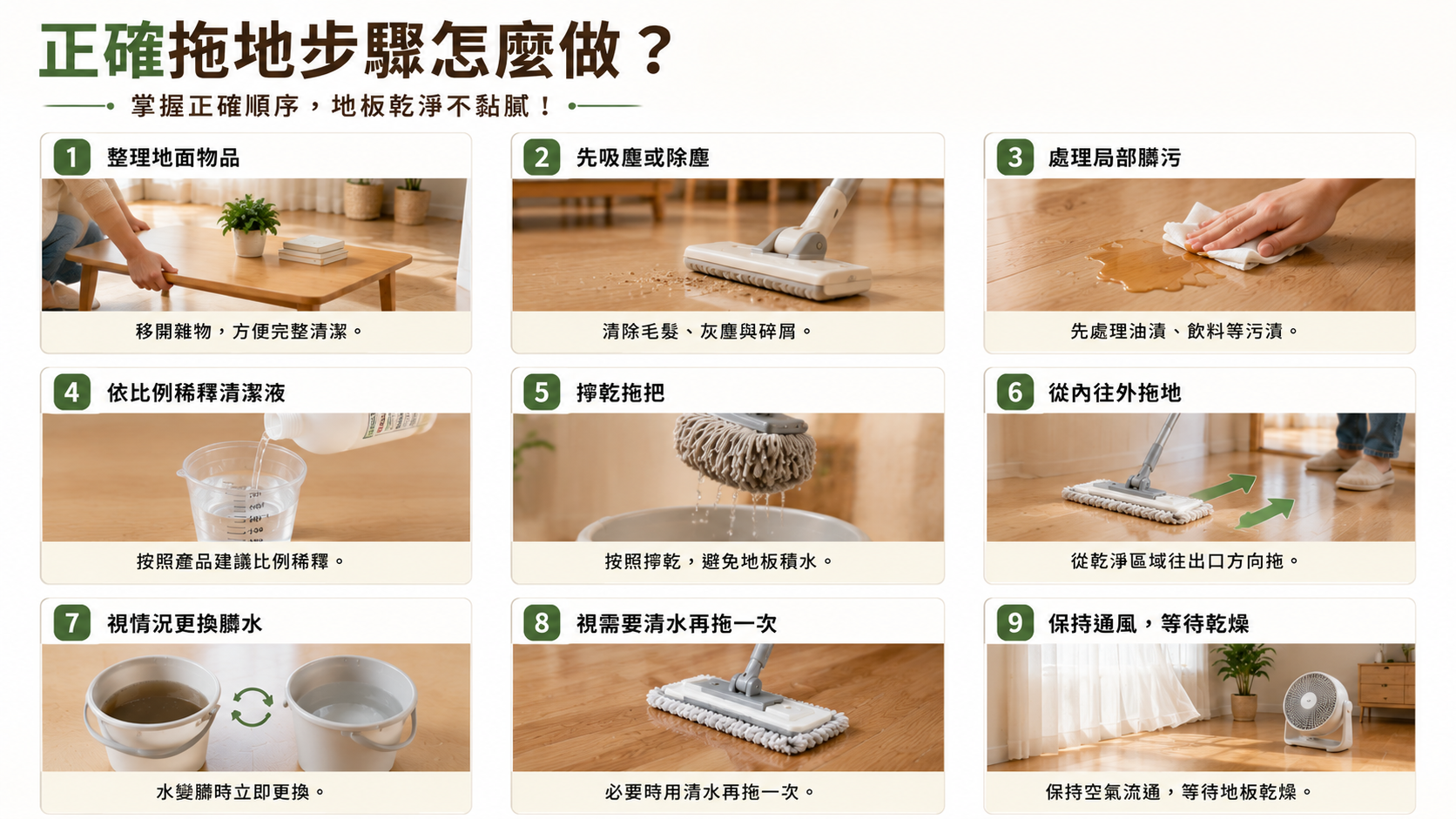 正確地板清潔方法與拖地步驟